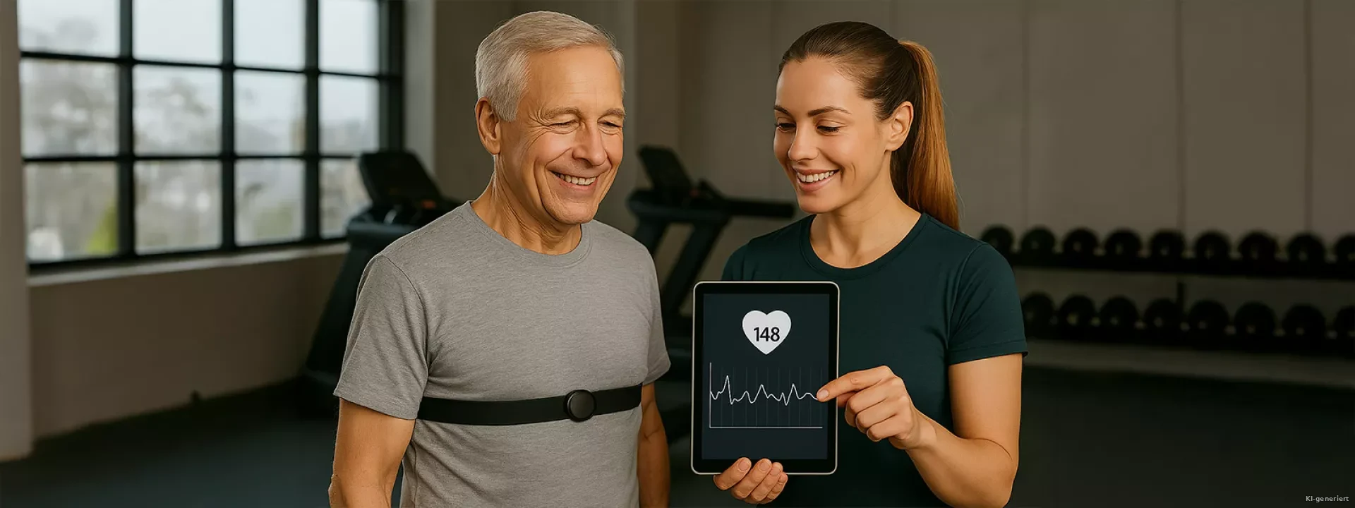Herzfrequenzmessung
für ein Training
mit Köpfchen Header Hintergrund